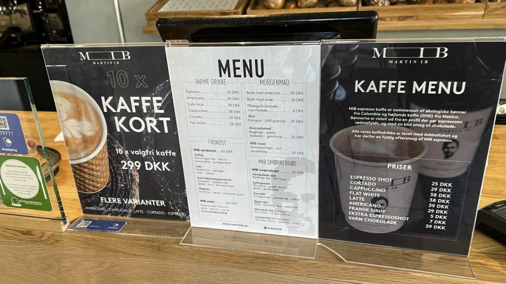 Menutavle hos MIBmadmarked i Frichsparken