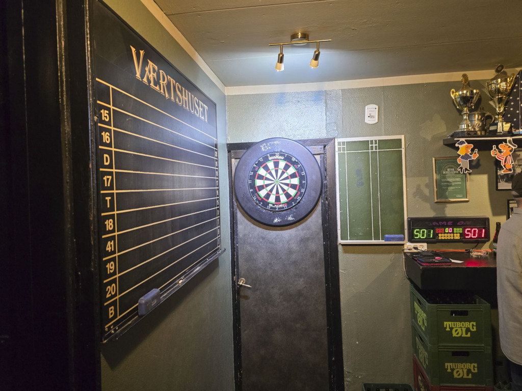 Den ene dartbane hos V&aelig;rtshuset i N&oslash;rre All&eacute; i Aarhus