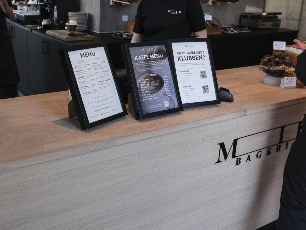 Kaffe- og madmenu hos MIB Bageri på Godsbanen i Aarhus C.