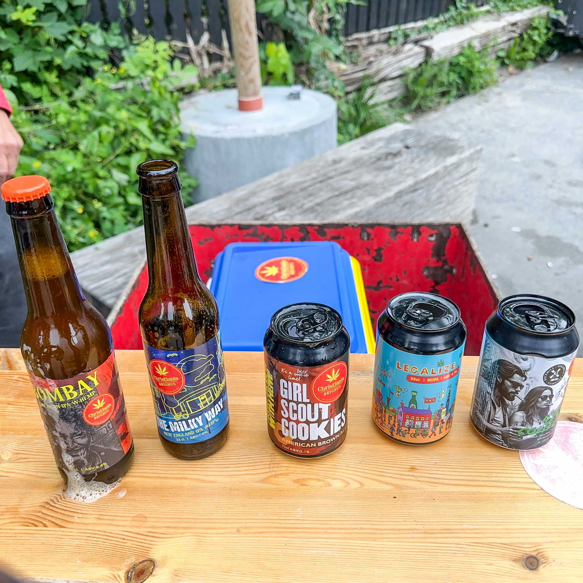 De fem øl med hamp der var på programmet til Christiania Beerwalk i København.