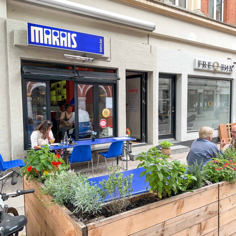 Marais Bistro.Bar ligger i Guldsmedgade i Aarhus.
